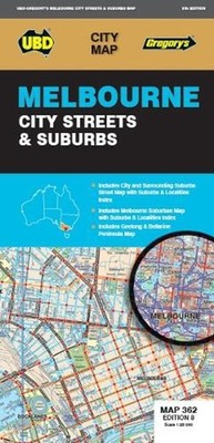 Melbourne City Streets & Suburbs Map 362 8th ed by UBD Gregory's Folded Book