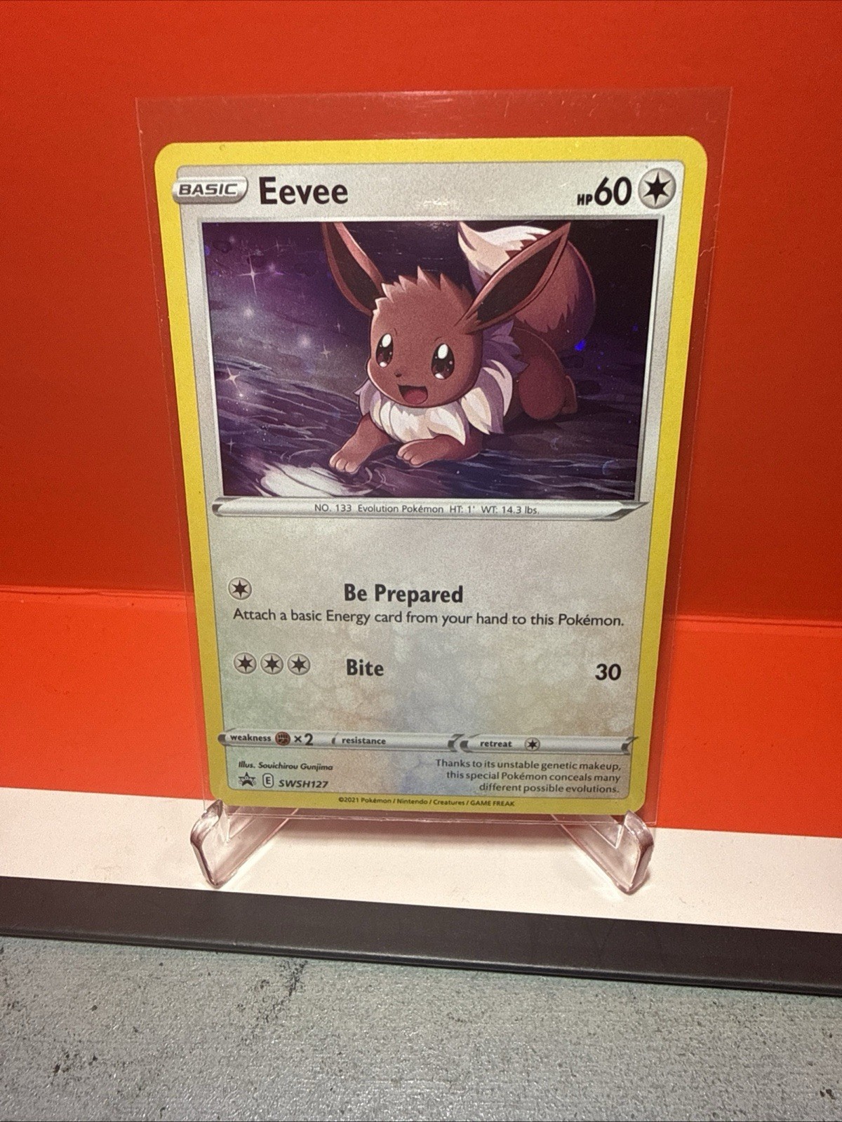 Eevee SWSH127 Black Star Cosmos Holo Promo Pokemon Card NM