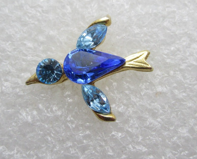 Blue Crystal Flying Bird Lapel Pin (E161)