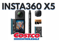 Insta360 X5 8K 360  Costco Bundle 2 batteries Selfie stick 256gb MicroSD Cases