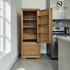 Natural Solid Oak Slim Kitchen Larder from Bevel Range by Oak Furnitureland