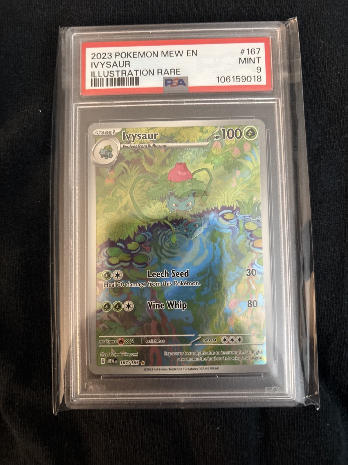 Pokémon TCG Ivysaur Scarlet Violet-151 Holo Card 167/165 Illustration Rare PSA 9