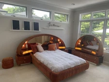 70s Vtg VERARDO Italian MCM Modular Floating Suede Sputnik Style Queen Bed Set!