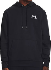 Under Armour UA Icon Fleece Hoodie Men  s Large Black Pullover, 1373880 NWT