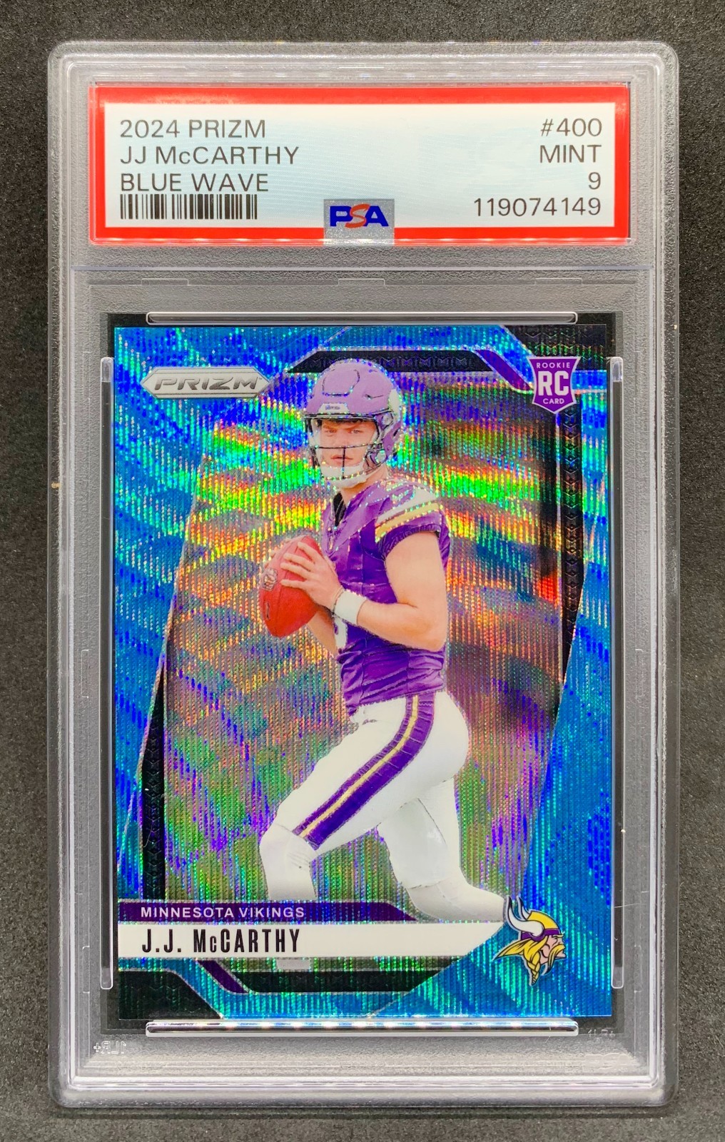 2024 Prizm JJ J.J. MCCARTHY Vikings Blue Wave Rookie RC SP /230 #400 Mint PSA 9