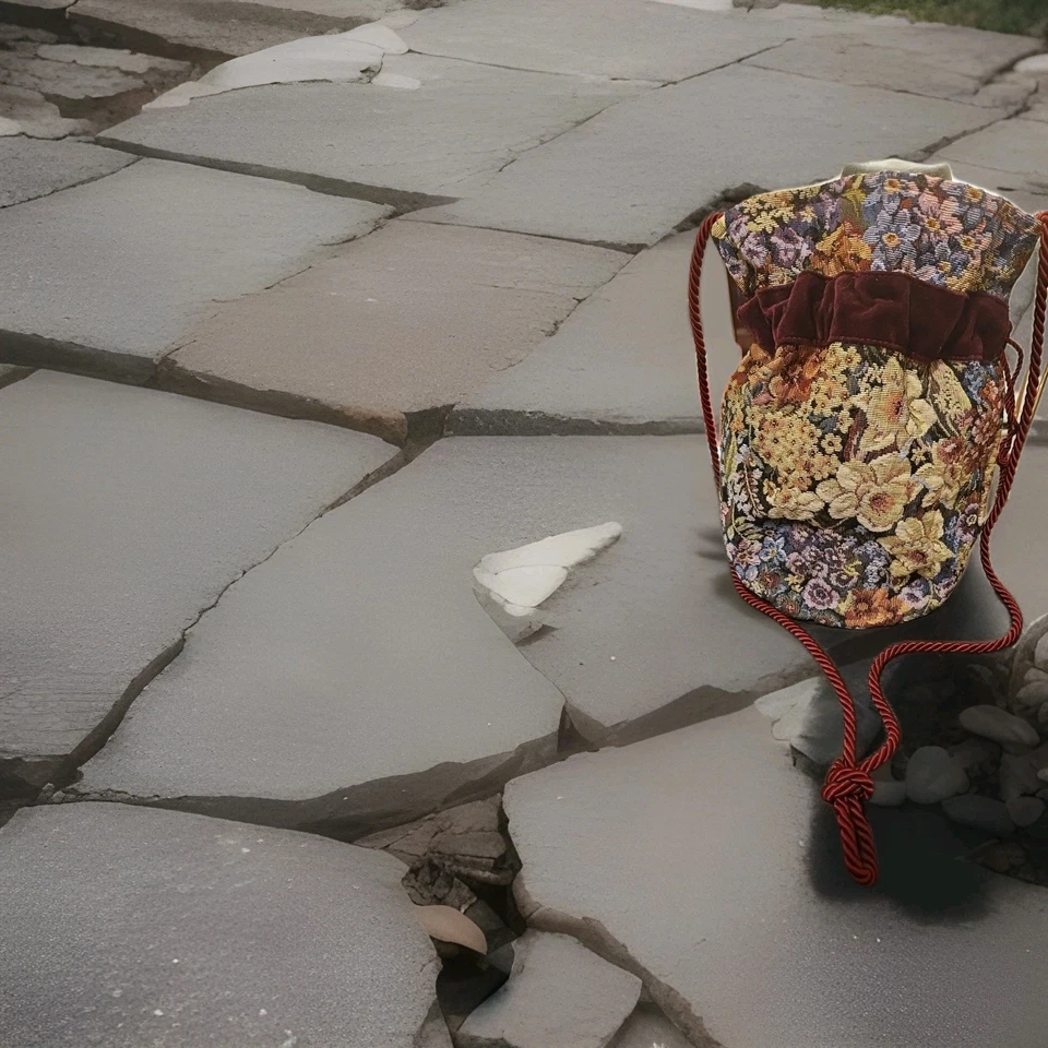 Italian made Floral Tapestry Handbag With Drawstring Closure - Image 2 of 4