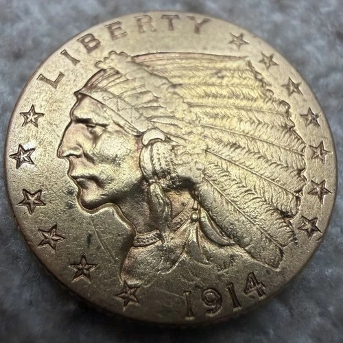 1914 D $2.50 Indian Head Quarter Eagle Gold Coin! Pre 33 Gold!