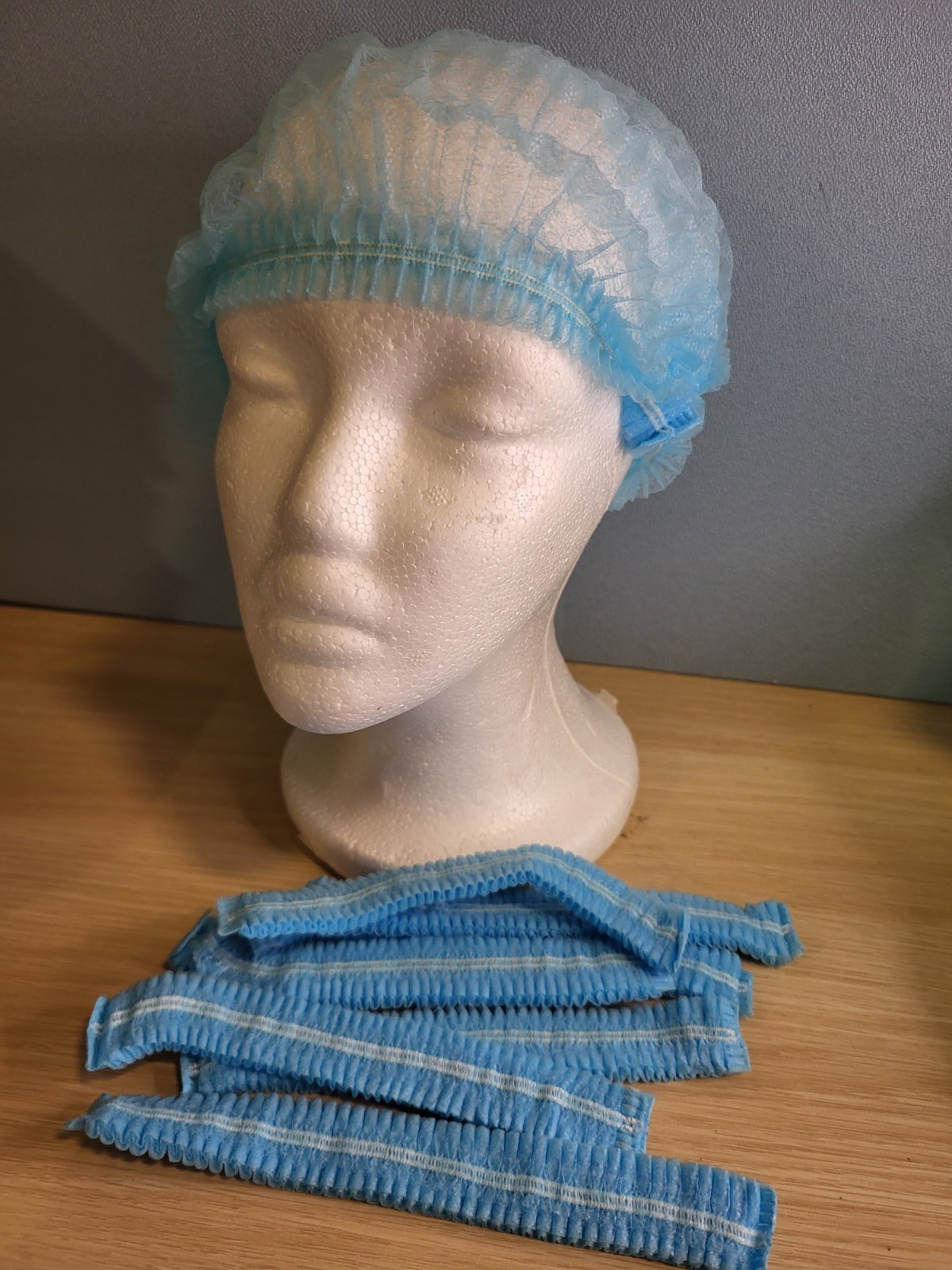 Disposable Mob Cap Blue Catering Hair Net Elasticated Head Cover Pack of 100