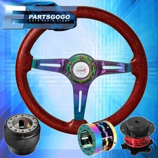 For 88-91 Civic Extender Quick Release Metallic Red Neo Chrome Steering Wheel