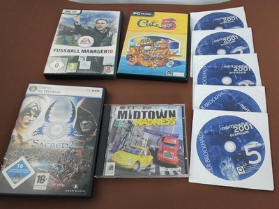 5 Spiele PC Midtown Madness Fussball Manager Sacred 2 Catz 5 brockhaus Konvolut
