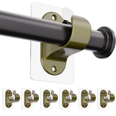ANDGOO 6 Pack No Hole Self-Adhesive Curtain Rod Brackets Hangers Heavy Duty