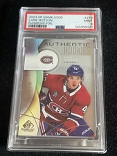 Upper Deck 2024-25 SP Game Used Lane Hutson #279 Rainbow Foil /48 PSA 9
