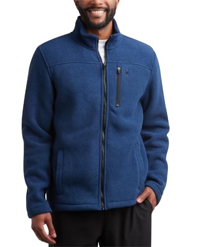 SPYDER MENS STRIPE FLEECE НА МОЛНИИ - РАЗМЕР: МУЖСКОЙ L - ТЕМНО-СИНИЙ