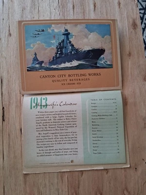 1943 CANYON CITY BOTTLING WORKS Calendar orig original complete advertising - Image 1 of 3