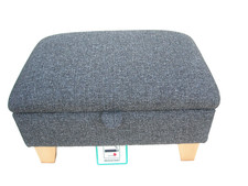 NEXT DARK GREY TWEEDY BLEND FABRIC FOOTSTOOL WITH STORAGE solid beech legs