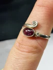Silver and garnet ring UK size P adjustable NOS
