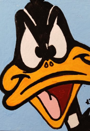 Looney Tunes Daffy Duck ATC ACEO ORIGINAL Mini HAND PAINTED OOAK suzannfoste-5 