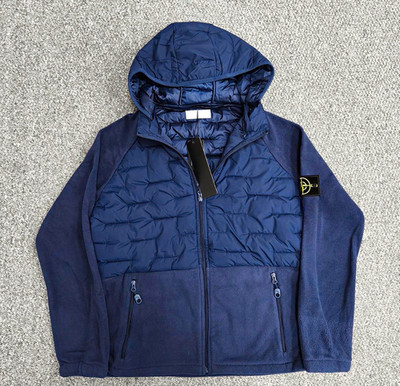 Stone Island Herren Softshelljacke blau M mit Kapuze Reißverschluss kurz