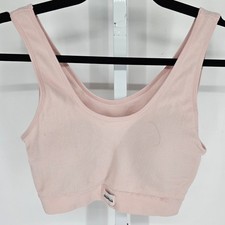Danskin Womens Sz M Medium Impact Sports Bra Ribbed Light Pink