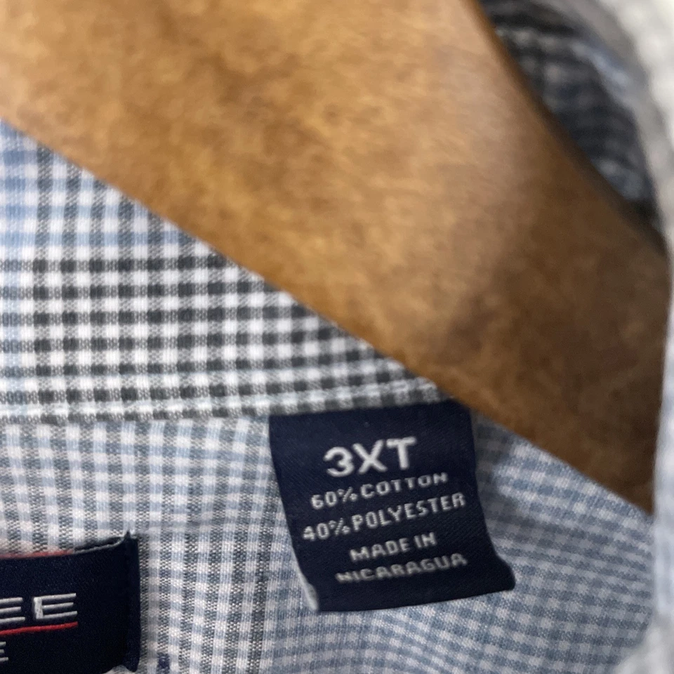 Roundtree & Yorke Shirt Mens 3XT Tall 3X Blue Plaid Short Sleeve Button Down - Image 4 of 4