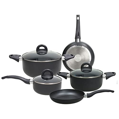 Tognana Copper & Charcoal Batteria di pentole 8 Pezzi, Alluminio