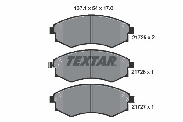 Textar 2172501 Bremsbelagsatz,Scheibenbremse FüR Daewoo,Ferrar,Hafei ,Hyundai-image