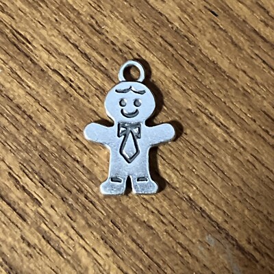 Sterling Silver Gingerbread Man Charm SJC Signed .925