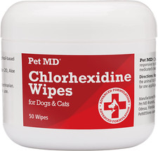 Chlorhexidine Wipes with Ketoconazole and Aloe for Cats and Dogs, 50