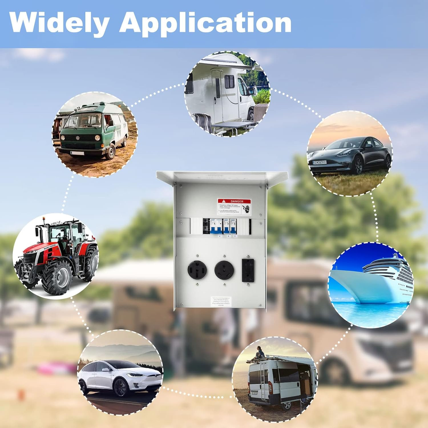 Temporary Power Outlet Panel, with 20, 30, 50 Amp Receptacle Installed,  Prewire