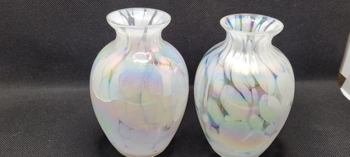 Studio Art - Schillernde Perle weiß Wirbelkunst Vasen Paar - Bild 8 von 8