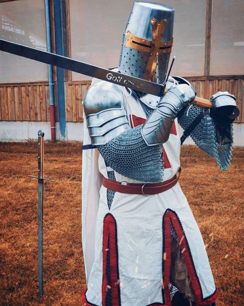 Medieval knight suit Crusader Armor LARP Reenactment Cosplay