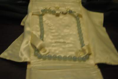 Stauer Brand Gorgeous Aquamarine Necklace W Round Beads about 3/8 diam about 20 