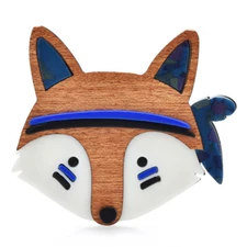 Wear Hair Band Fox Brooches For Women Acrylic Wood Casual Pin