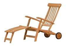 Teak Deckchair Europa mit Rad Klappbar Relaxstuhl Holz Liege Sonnenstuhl Garten