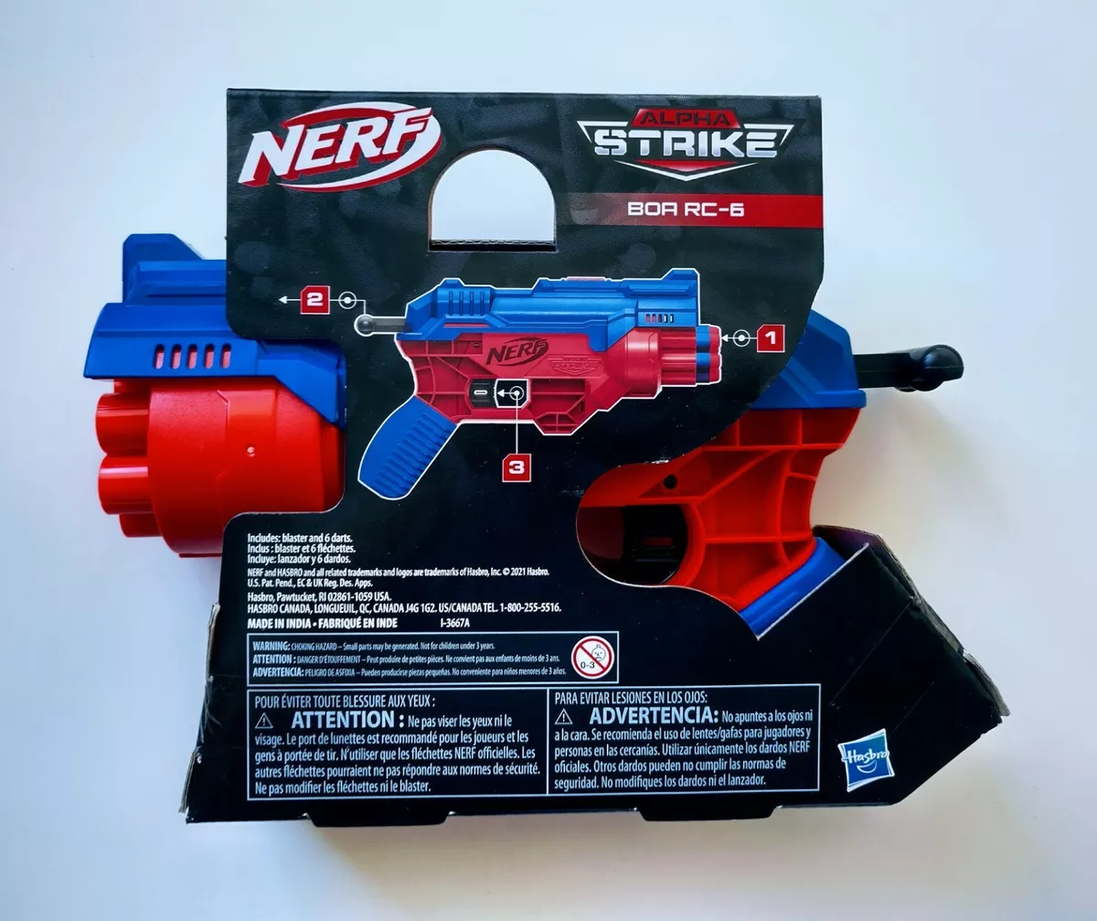 Nerf Alpha Strike Boa RC-6 Blaster with 6-Dart Rotating Drum -- Fire 6  Darts in a Row -- Includes 6 Nerf Elite Darts - Nerf