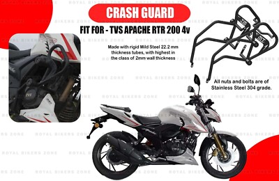 TVS APACHE RTR 200 4v ''POWDER COATED BLACK CRASH GUARD''