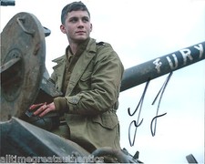 ACTOR LOGAN LERMAN SIGNED 'FURY' 8X10 PHOTO W/COA BRAD PITT WORLD WAR II
