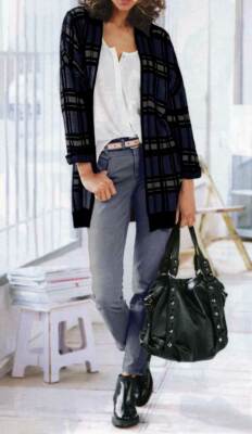 Damen Strickjacke, blau-grau-schwarz  Heine - Best Connections Große 38  NEU  