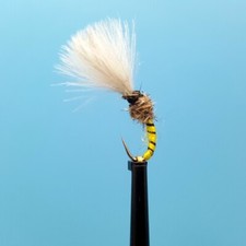 3 x BARBLESS WHITE CDC YELLOW OWL TROUT FLIES  Sizes 10,12,14,16 Available