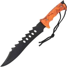 Hunters Blaze Outdoor Knife - Blaze orange camo design for Hunting Overall 12"