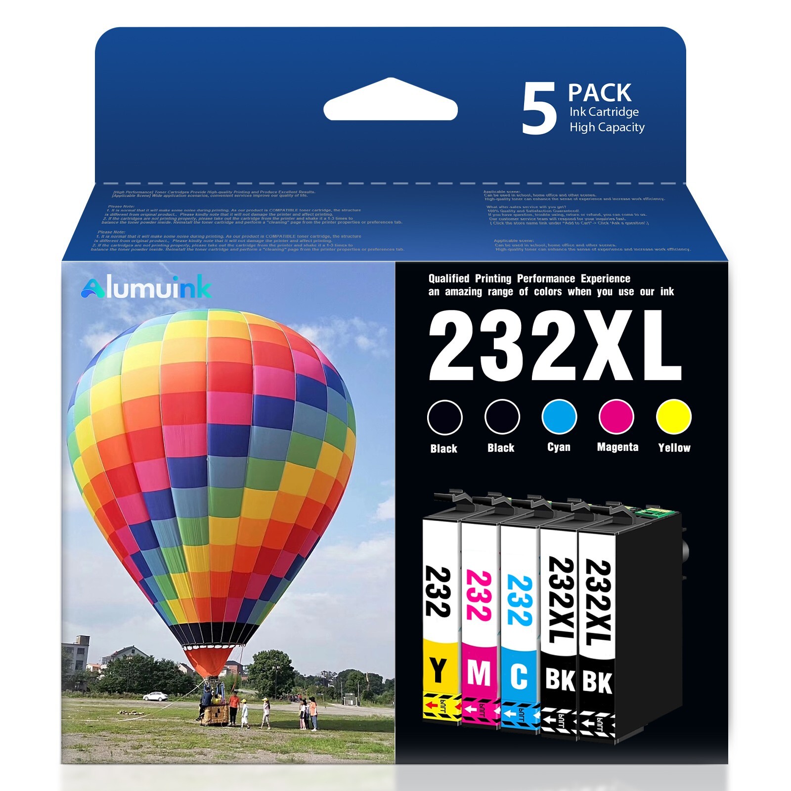 5-Pack 232XL Ink Cartridges for Epson XP-4200 XP-4205 WF-2930 Printer-image