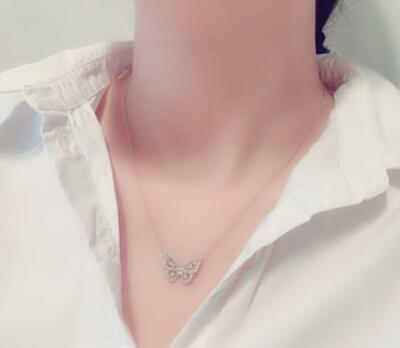 Pavé Butterfly Diamond Petite Necklace - White Gold - One Size - Foto 3