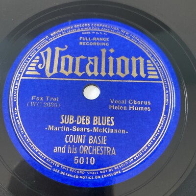 1939 JAZZ - COUNT BASIE - HELEN HUMES 78 rpm VOCALION 5010 SUB DEB BLUES E