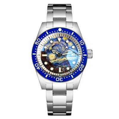 NEW blue 30ATM Men 62MAS NH35 Watch Sapphire Crystal Glass full lume start