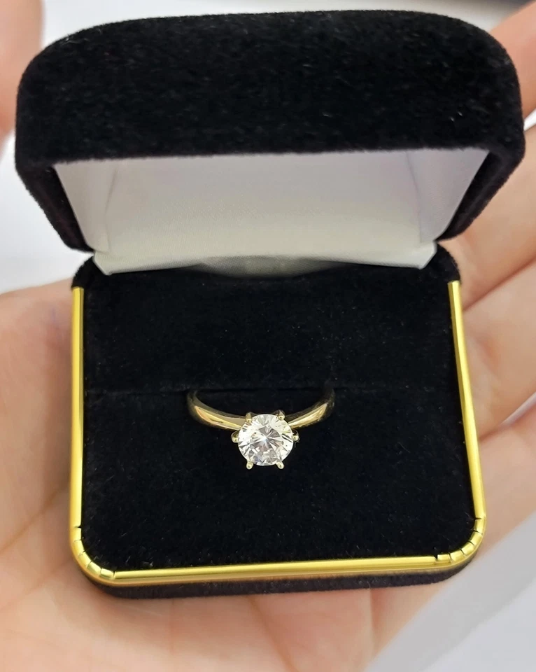 10K 黄金女士单颗戒指女式休闲乐队出售真品全新 — 第 3/4 张图片