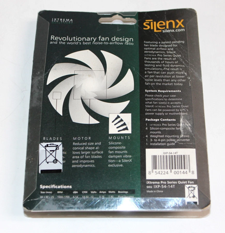 siLenx IXTREMA 80 Pro Silent Fan IPX-54-14T w/Heat sensor, 80mm 14dBA 32CFM - Image 2 of 4