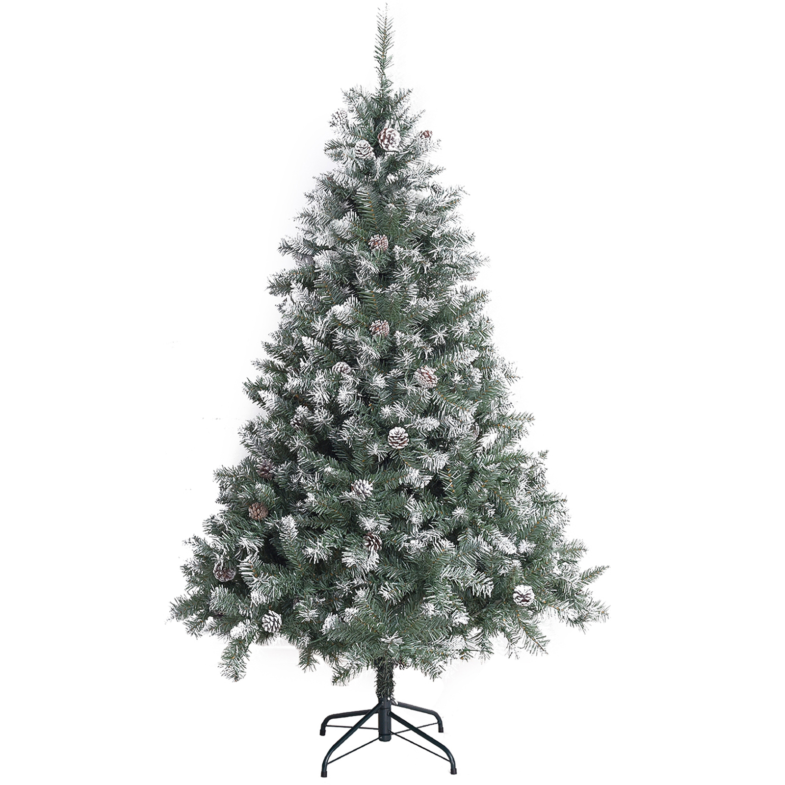 6ft Snow Flocked Artificial Christmas Tree with Pine Cones 250 Lights 1000 Branches