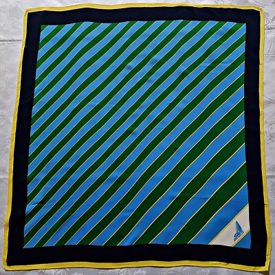 SCARF VINTAGE AUTHENTIC STRIPED MARCO POLO AIRPORT VENICE ITALY SILK 33''SQUARE