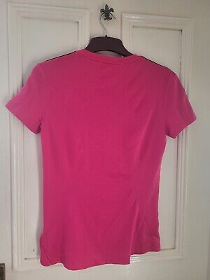 comprare T-shirt Adidas Running Rosa Caldo 3 Righe Climalite Taglia S 8-10