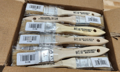 (Qty 35) Premier WV10 1'' Wood Handle White China Bristle Paint Varnish Brushes
